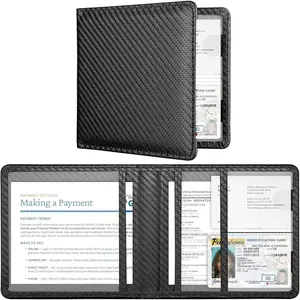 Car Registration and Insurance Card Holder Small Glove Box Organizer for Men and Women Car Truck Driver License Documents Card Storage Accessories Black