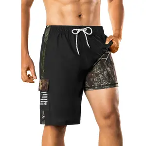 BRISIRA Mens Swim Trunks 9 Inch Long Board Shorts with Compression Liner Side&Cargo Pockets Bathing Suit Beach Quick Dry