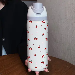 32oz Cherry Blossom Dual-Use Sports Water Bottle, Insulated Tumbler, Stainless Steel Vacuum Insulated, Large Capacity Fruit Cup, Perfect Gift for Women