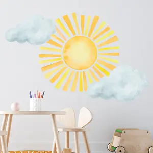 Boho Sun&Clouds Wall Decals Stickers for Bedroom Art, Playroom, Classroom, Living Room, Refrigerator Stickers Window stickers, DIY Home Decoration (Waterproof)