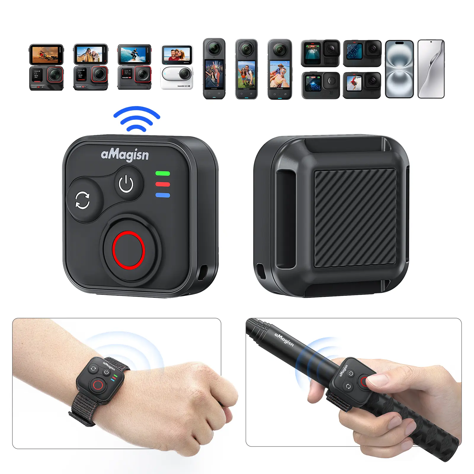 All-In-One Sports Camera with Remote Control, Bluetooth-compatible 50m Connection, Waterproof Body for Rain & Waves, 96h Battery Life & Versatile Mounting Options, Travel Gadgets