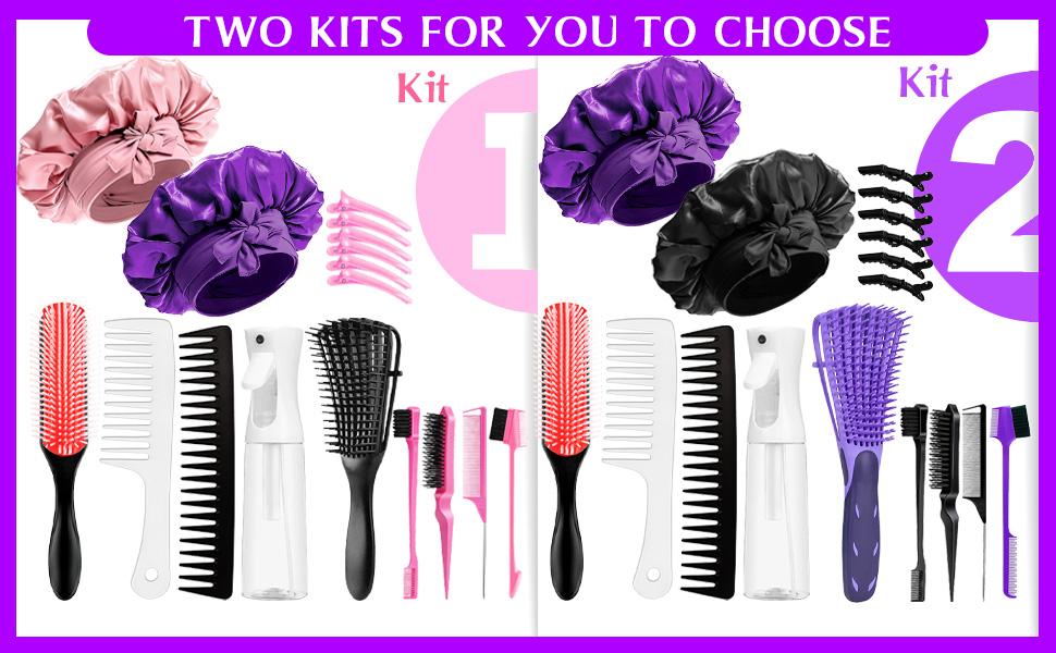 【Spring Glow-Up】17 Counts Hair Brush Set for Women Men Kids Detangler Brush Wide Tooth Comb Nylon Bristle 9-Row Brush Satin Bonnet Styling Tools Purple Love At First Find 【Spring Glow-Up】17 Counts Hair Brush Set for Women Men Kids Detangler Brush Wide Tooth Comb Nylon Bristle 9-Row Brush Satin Bonnet Styling Tools Purple Love At First Find