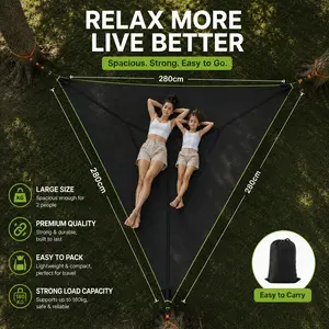 Heavy-Duty Triangle Hammock, 400 LBS/180 KG Weight Capacity, Oversized 110.24 Inch Portable Outdoor Swing Bed with Storage Bag & Straps, Durable Polyester Mesh, Travel Accessory Hammock - Ideal for Camping, Backpacking & Garden Relaxation, Travel Hammock