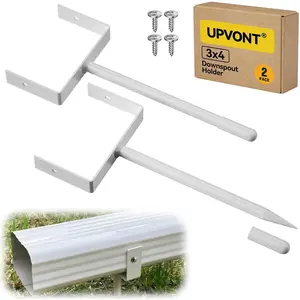 3x4 Downspout Extension Bracket, Gutter Downspout Holder 3x4 Horizontal - White, Longer Downspout Anchor, Durable Outdoor Coating Downspout Stake (White - 2 Pack)