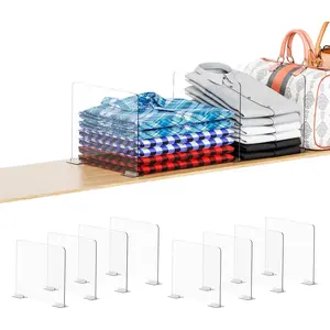 Yieach 8 Pack Acrylic Shelf Dividers for Closet Organization - Suitable for All Cupboard,Wood Shelves -Clear Closet Dividers for T Shirt,Towel,Bag,Purse Dividers,Handbag Organizer,Sweater Organizer