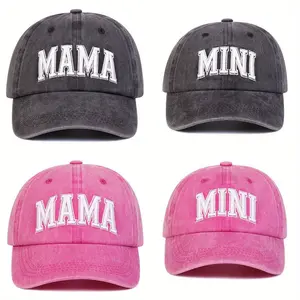 2pcs/ set MAMA MINI Letter Embroidered Baseball Cap Parent-child Hats Outdoor Sport Adjustable Sun Hat Spring Autumn Travel Tourism Beach Vacation