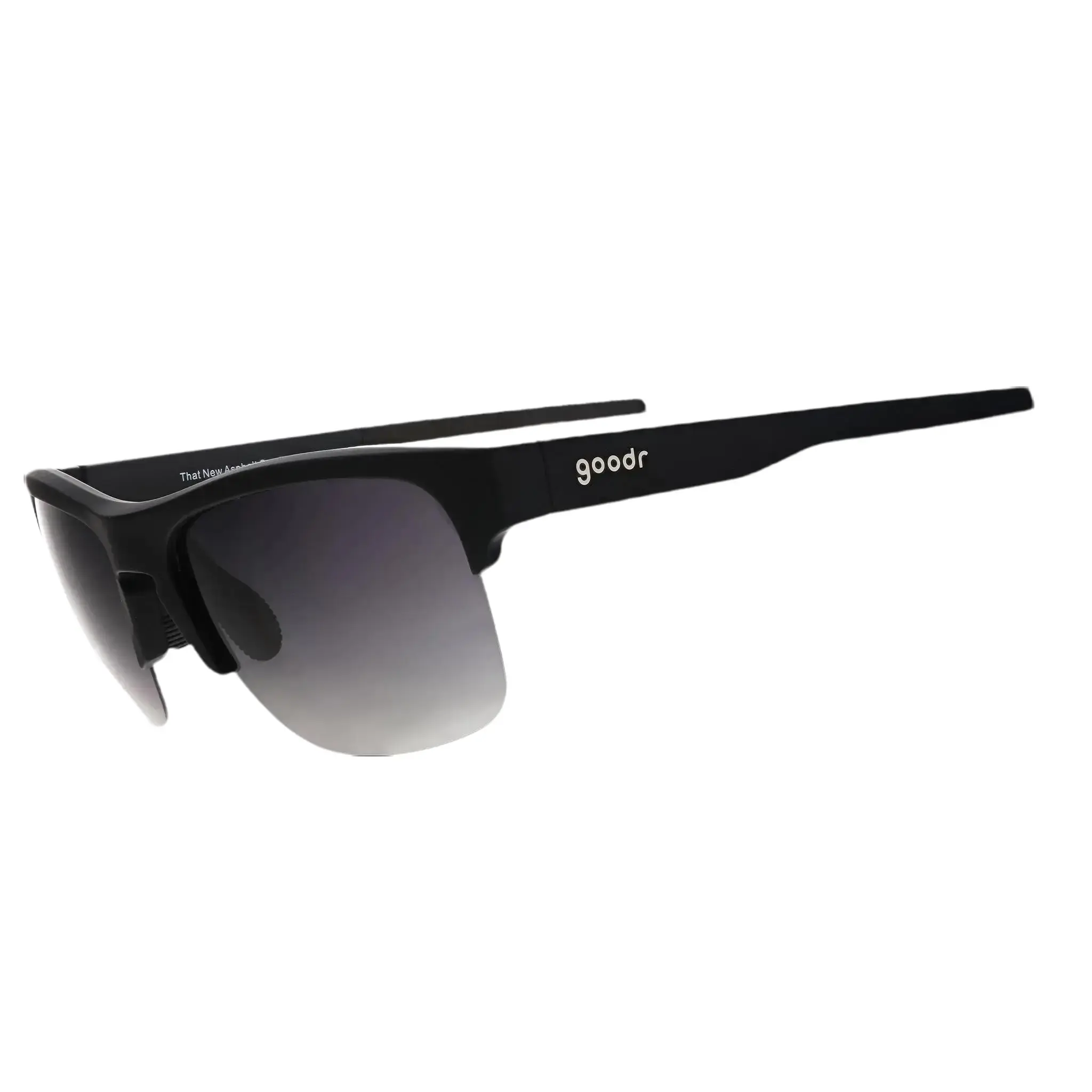goodr That New Asphalt Smell Large Size (Flex G) Solid Black Frame with Black Lens, UV400, No Slip No Bounce No Tangle