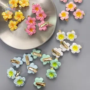 30PCS Plumeria Flower Hair Clips, Cute Small Floral Hair Barrettes, Colorful Side Bang Clips for Kids, Girls & Women, Summer Beach, Daily & Casual Hairstyle Accessories
