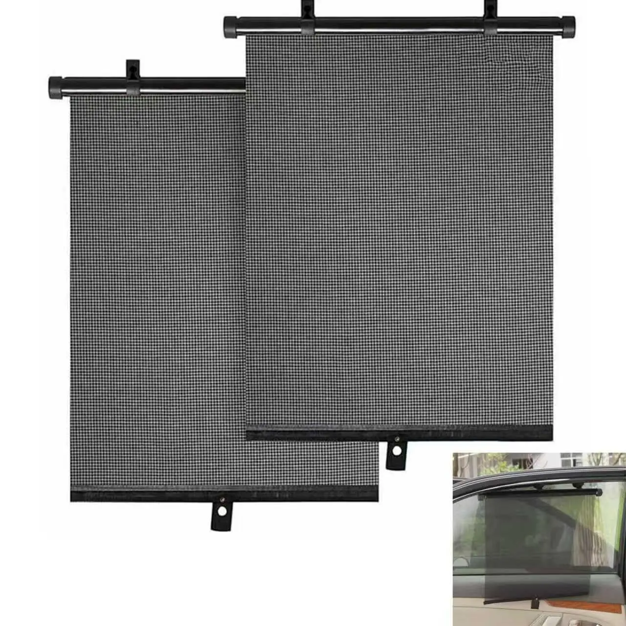 2-Piece Black PVC Car Side Window Sunshade, Suction Cup Telescopic Sunshade, Heat Insulation, UV Protection, Anti-glare, Suitable for Babies, Children, Pets and Passengers