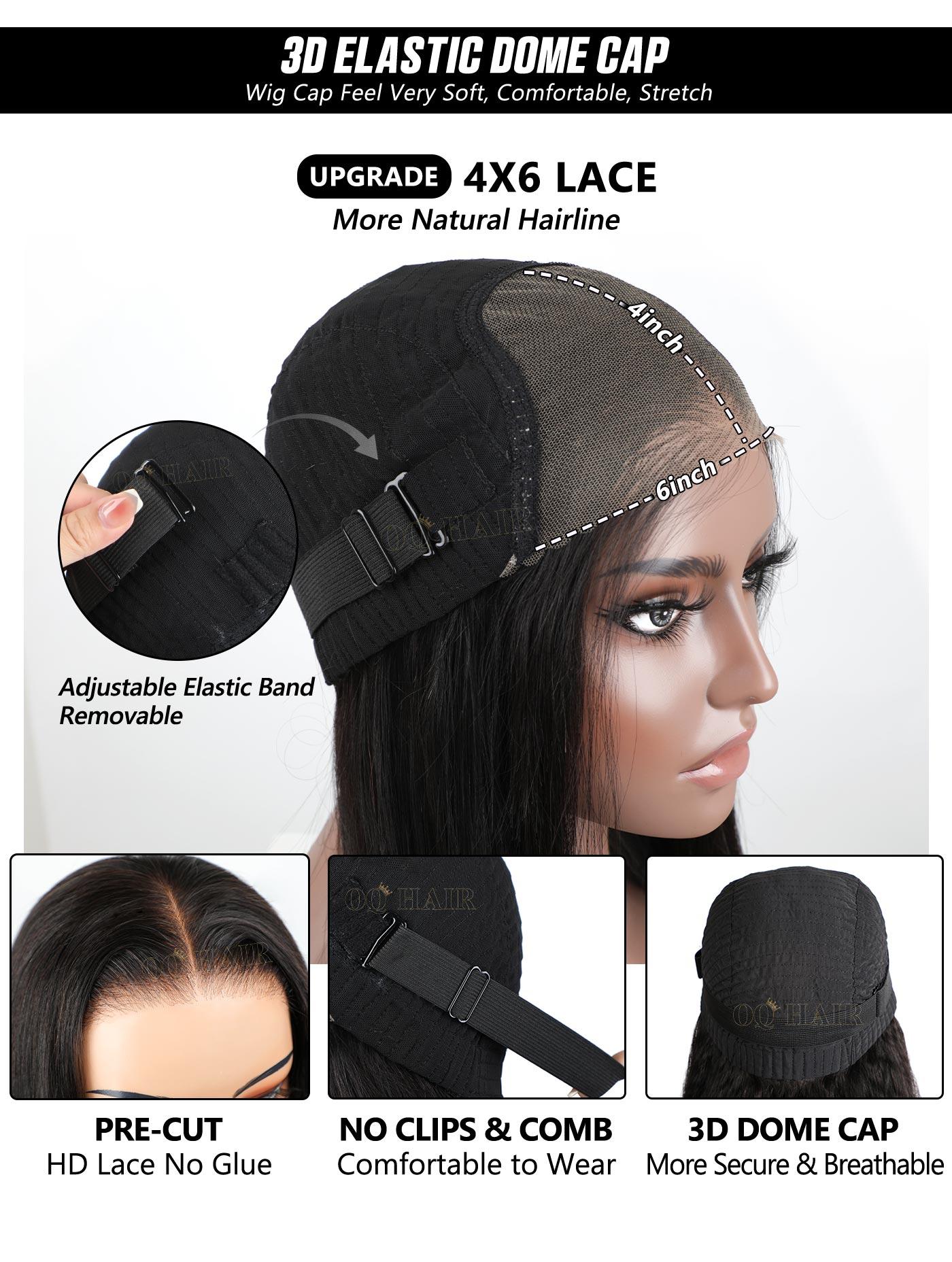 OQHAIR Ocean Wave Hair Wear Go Glueless Wigs 4x6 Pre Cut HD Lace Closure Wigs With Pre Plucked Nautral Hairline