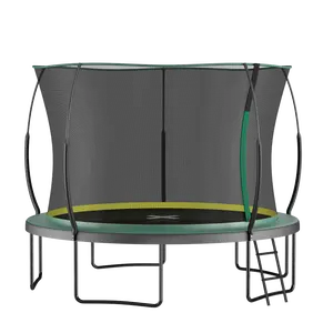 12FT Springfree No-Gap High-Bounce Outdoor Trampoline with Silent Bounce Bungee Cords, Curved Fiberglass Poles, PVC+PP Abrasion-Resistant Pad, Galvanized Powder-Coated Frame, 5 W-Shaped Legs, 5000hrs UV Test, Ladder & Shoe Bag, High-Bounce Outdoor Trampol