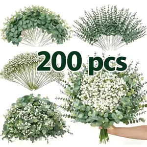 200 Pcs Mixed Artificial Eucalyptus Stems, Babys Breath Flowers for Weddings, DIY Bouquets, Home Decor, Fake Greenery, Fake Plant Decoration, Decorative