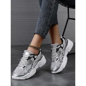 Women’s sporty lace-up platform sneakers, casual comfortable breathable chunky sneakers, fashionable all-match training shoes for daily wear, athletic workout sneakers, stylish sneaker, trendy walking sneaker