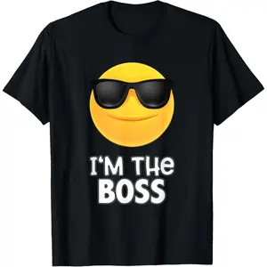 I'm The Boss Sunglasses Emoticon Shirt - Kiss Face Tee T-Shirt