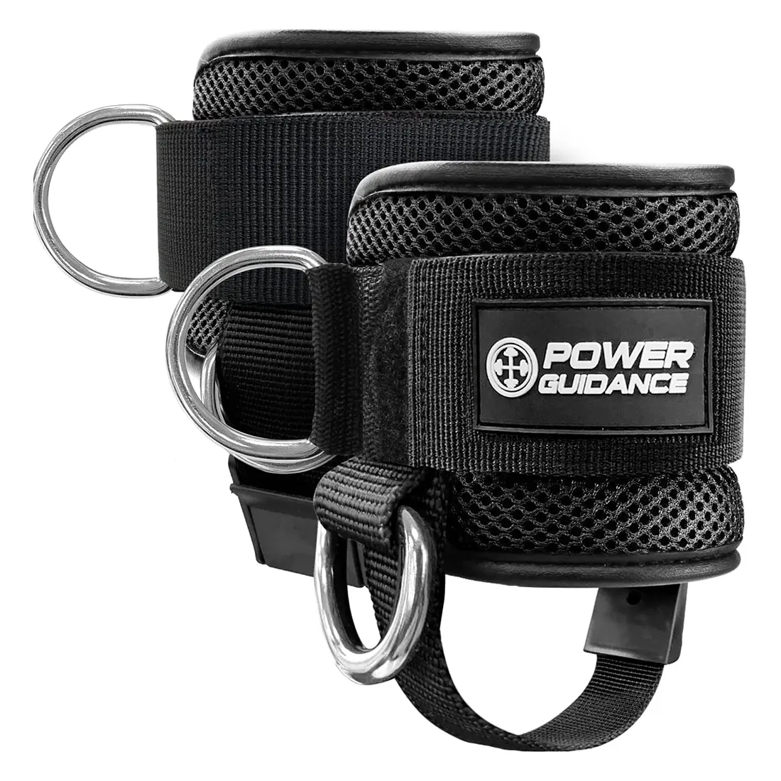 POWER GUIDANCE Ankle Strap for Cable Machine Professional Kickback Ankle Strap for Glute Workouts, Leg Extensions - Adjustable Strap with D-Rings