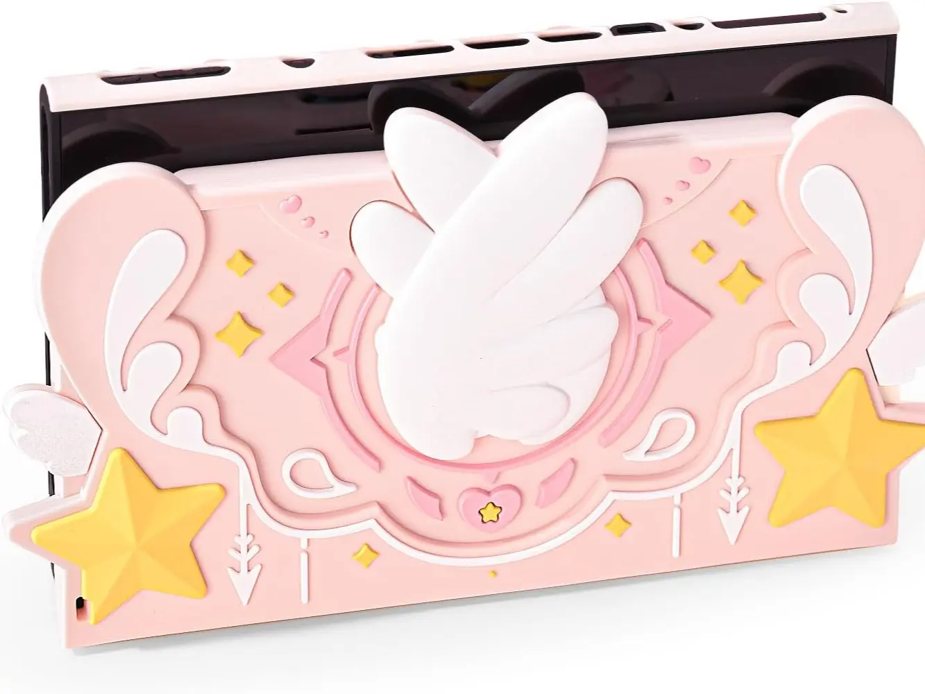 GeekShare Premium Silicone Faceplate Cover for Nintendo Switch 2 Console Charging Dock, Star Wings Series Aesthetic Accessory - Anti-Scratch, Precise Cutouts Protection (Pink), Accessories