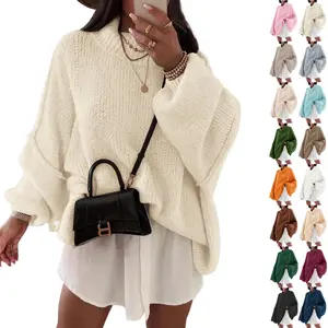 Imily Bela Womens Oversized Sweaters Mock Neck Batwing Long Sleeve 2025 Fall Trendy Ribbed Knit Casual Tunic Sweater