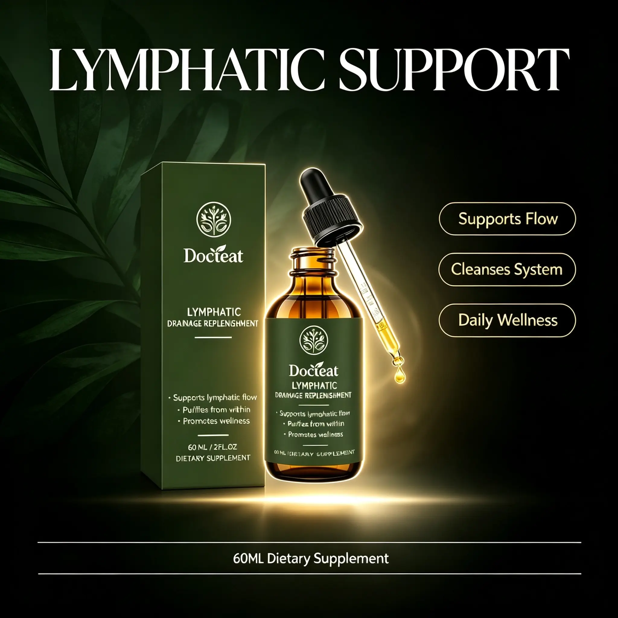 60ml Herbal Botanical Daily Support Liquid Drops, Multi Plant Gentle Blend Dietary Supplement, Portable Dropper Wellness Tincture for Everyday Natural Vitality Care