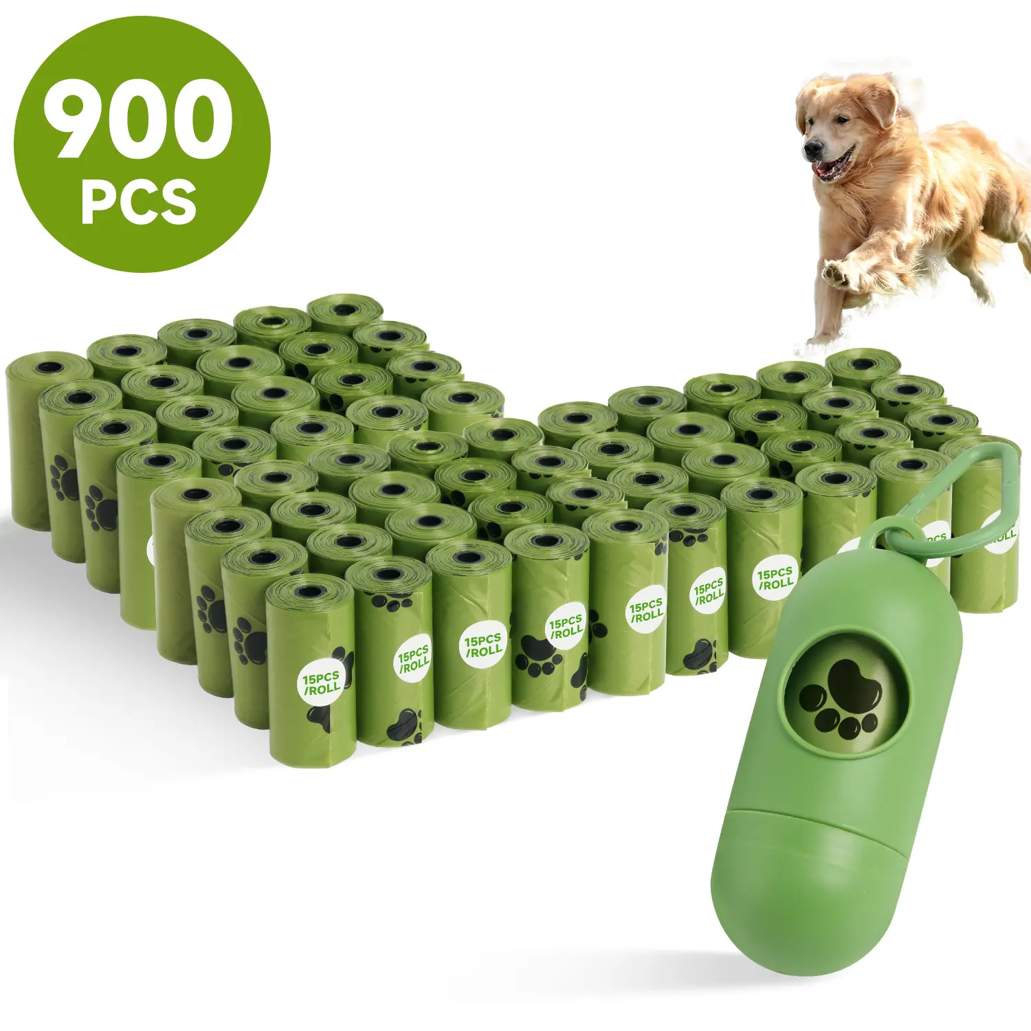 Pet Waste Bags - Bags For Dog Poop Picking Up And Cat Cleaning - Strong Leak-proof, Portable, And Convenient With 1 Free Storage Box For Walks And Household Cleaning Supplies Biodegradable Waste Bag. 5Rolls/10Rolls/20Rolls