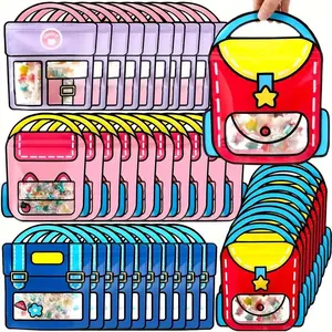 Colorful Transparent Window Plastic Gift Bags, Birthday Gift Accessories, 40pcs with Top Handles, Fun Cartoon Designs for Parties & Events, Party Decoration Supplies, Candy Colors