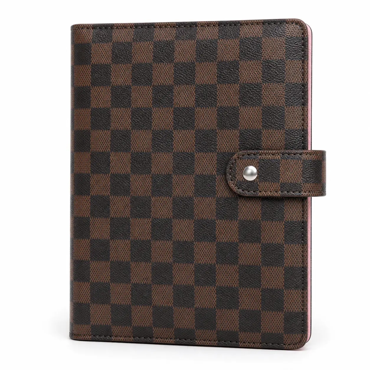 A5 Checkered Planner 6-Ring Binder, PU Leather Refillable Loose Leaf Notebook Cover with 160 Daily To Do List Pages, Agenda Journal Organizer for School Office Work