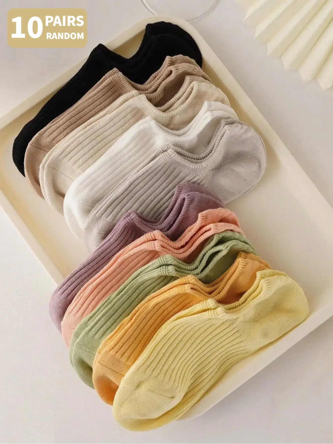 5/10 pairs of rainbow-colored/candy-colored short socks for women, invisible socks, simple and versatile summer boat socks, suitable for daily casual wear and other outfits Everyday Sock Set