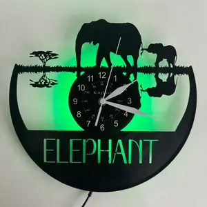 Elephant-Shaped Vinyl Clock, Perfect Gift for Birthday, Christmas, Housewarming, Party, Wall Decoration for Home Office, Living Room, Animal Lovers, Wall Clock Decorative