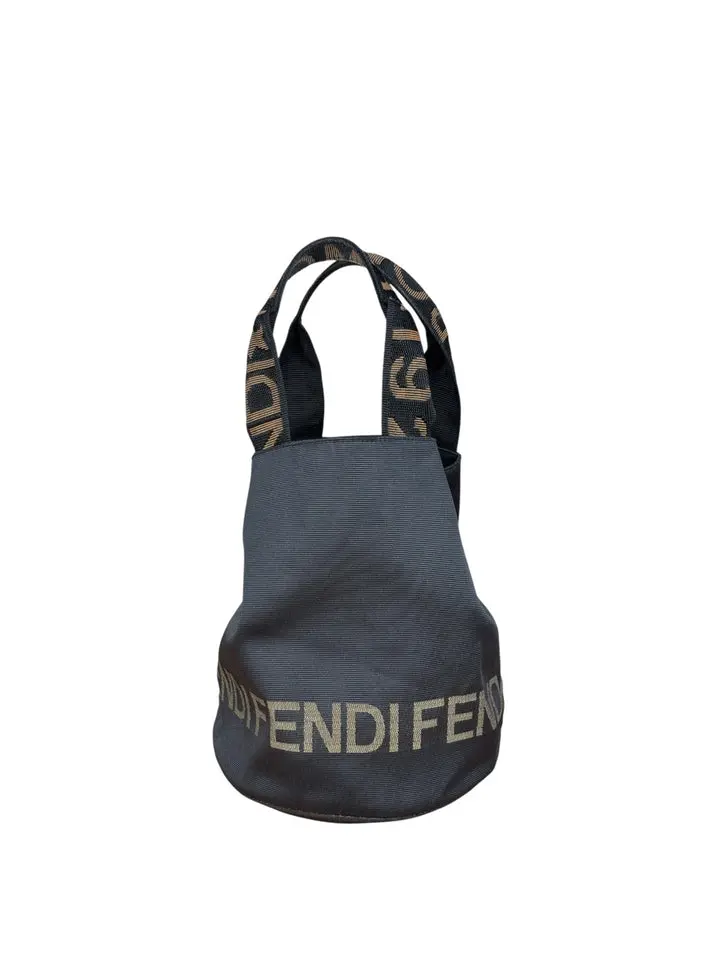 Pre-owned FENDI Canvas Shoulder Bags Vintage Black Logo Handbag