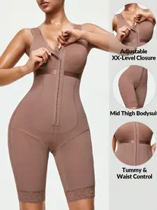 1 Count Women's Curves Tight Fitting Lace Trim Shapewear, Fajas, Adjustable Buckle Hooks Bodysuit, Butt Lifting And Tummy Control ﻿Jumpsuit, Hourglass Curves Full Body Shaper, Suitable For Yoga, Sports, Daily