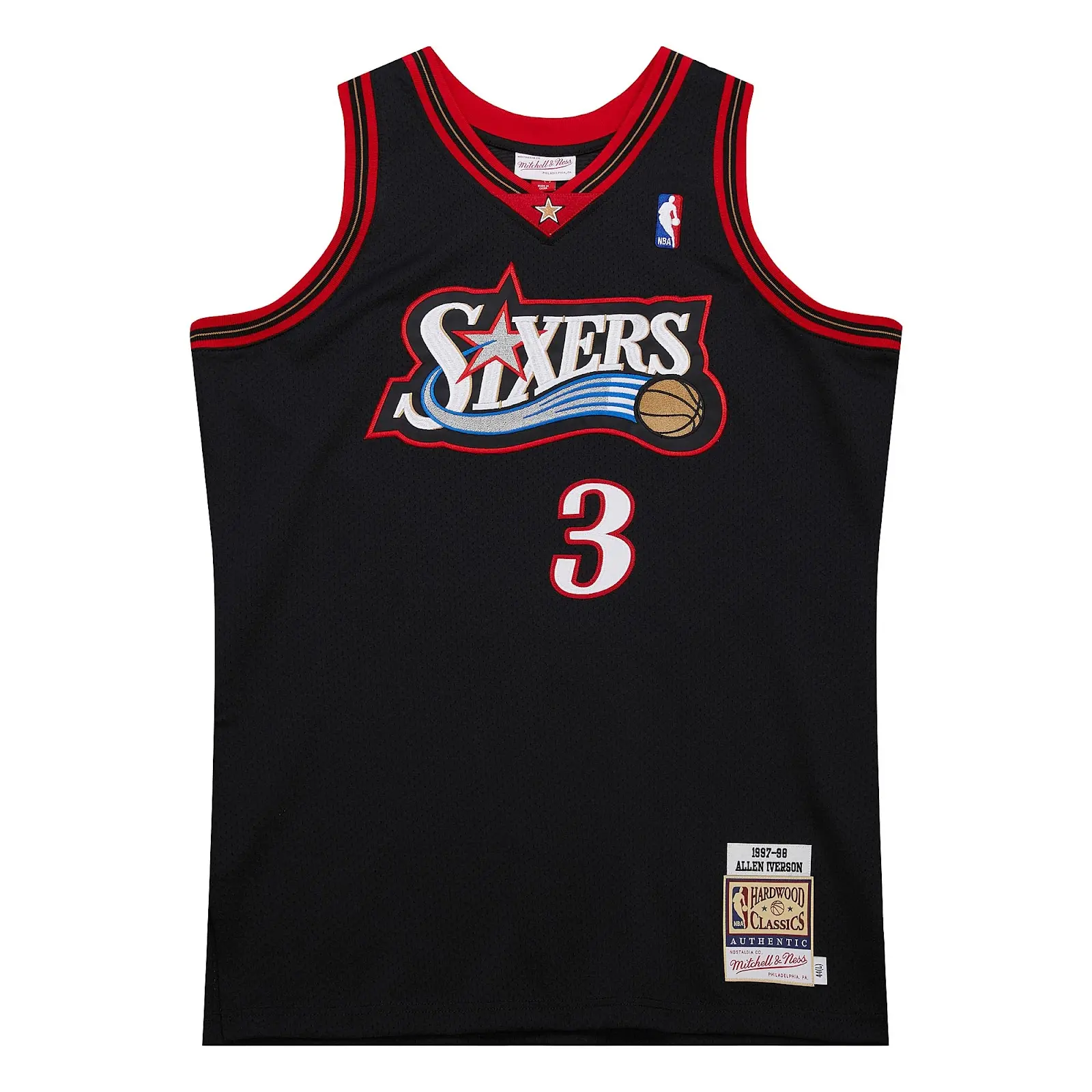 Allen Iverson Philadelphia 76ers 1997-98 Black Authentic Jersey - Mitchell & Ness NBA Throwback, 90s Retro Basketball Jersey
