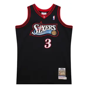 Allen Iverson Philadelphia 76ers 1997-98 Black Authentic Jersey - Mitchell & Ness NBA Throwback, 90s Retro Basketball Jersey