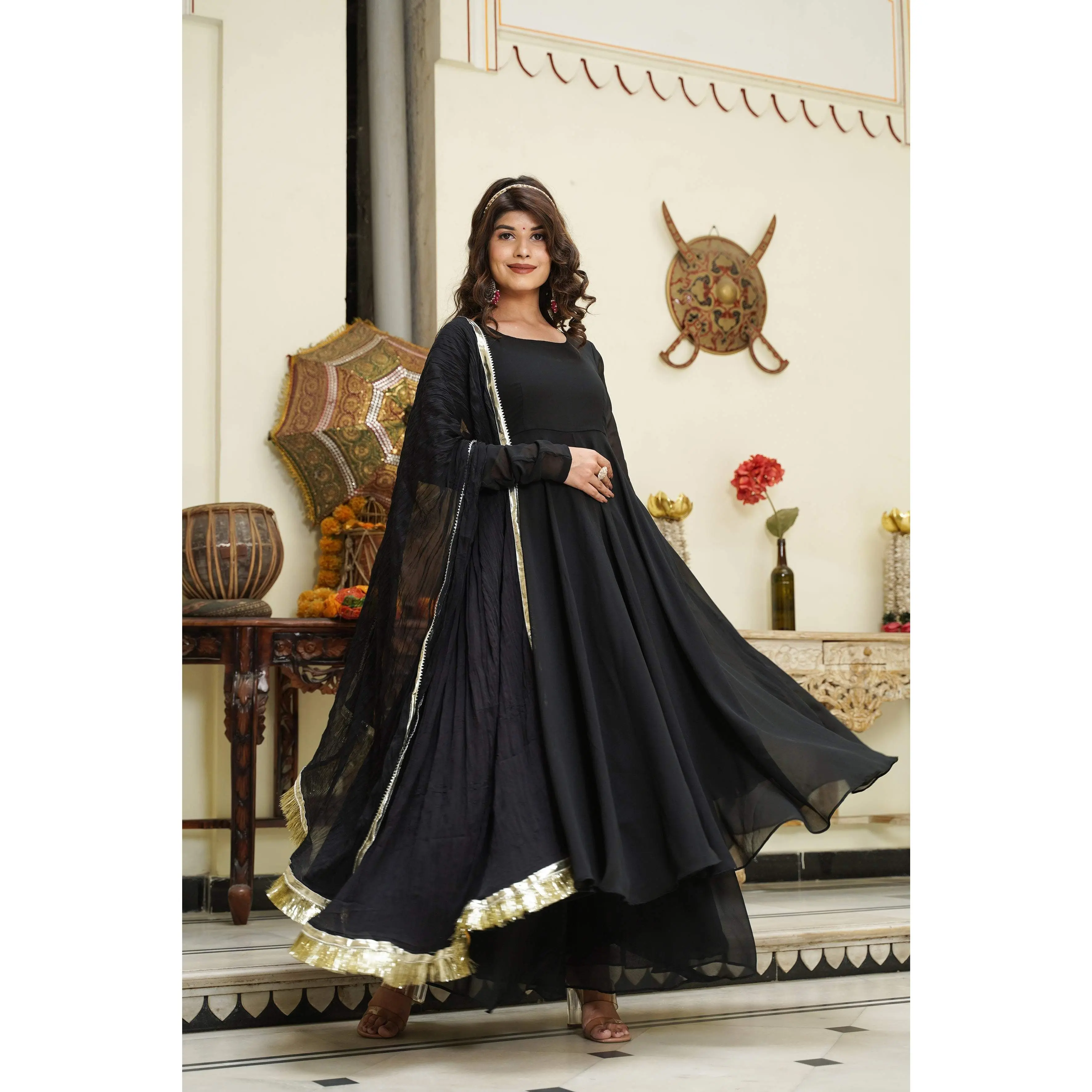 Black Georgette Anarkali set