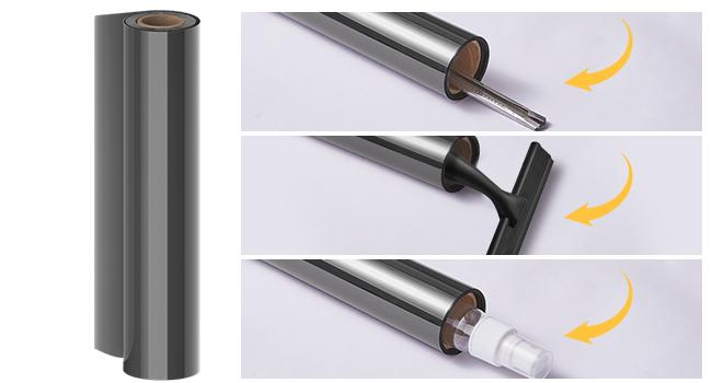 Window Tint for Home, One Way Privacy Film Heat & UV Blocking, Static Cling No Glue Renter Friendly Cover for Home Bedroom, Office & Sliding Glass Door, 17.5 x 78.7 Inch with 3 Tools, Black