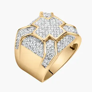 Men's Large Cross Design Ring Daily Birthday Anniversary Male Chunky