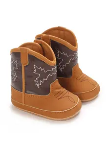 Baby's Patchwork Embroidering Design Boots, Casual Comfortable Non-slip Walking Shoes for Fall & Winter, Newborn Infant Toddler Shoes, Soft Soled Shoes