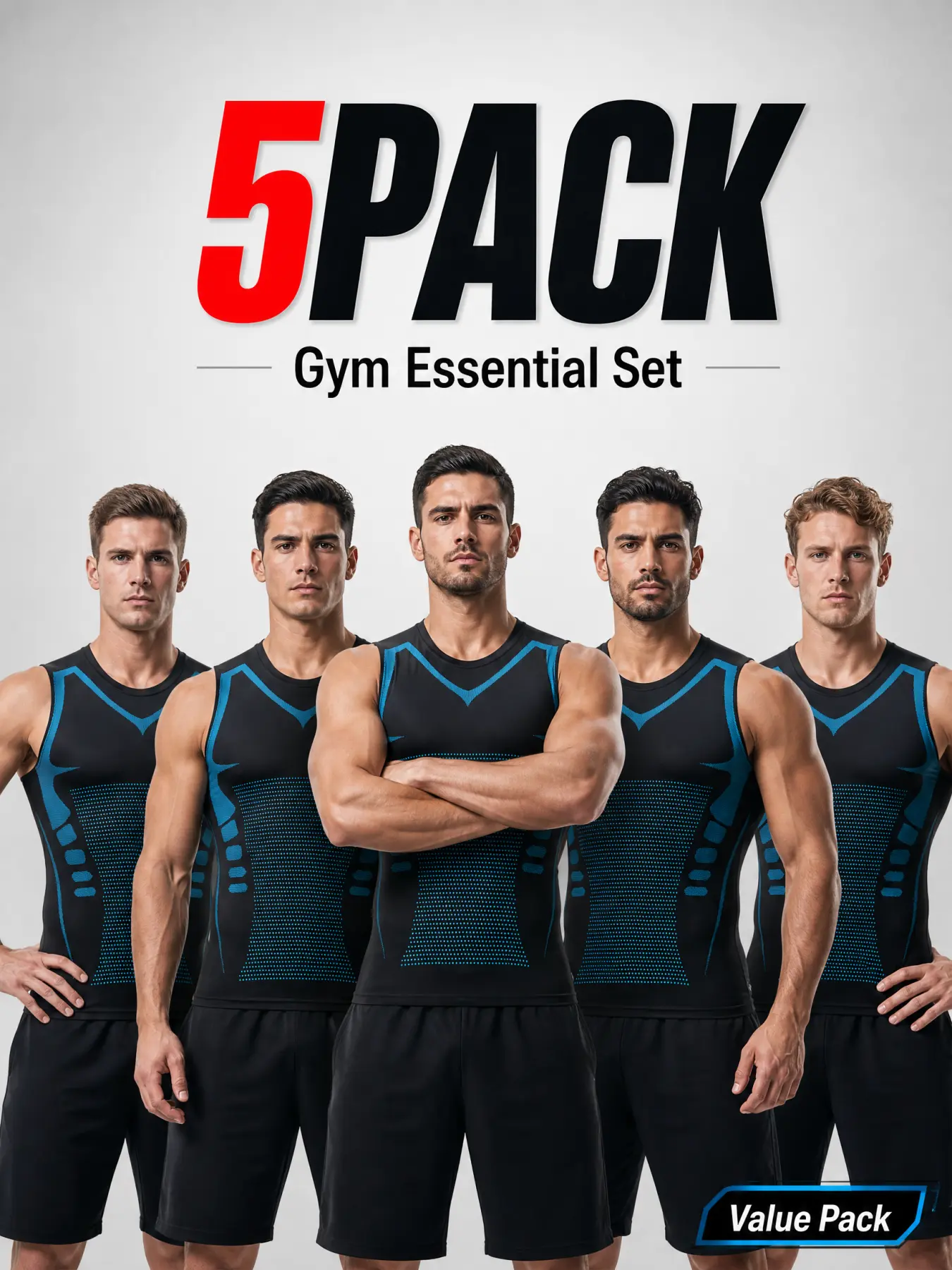 5 Pcs Mens Gym Essential Compression Tank Tops, Ice-Cool Fabric Targeted 3D Compression Shirts, Washable Athletic Undershirts for Cycling Lifting Training