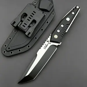 Multifunctional kitchen straight knife with ergonomic handle. Designed sheath suitable for outdoor grilling & kitchen use. Ideal choice for gifting.