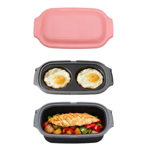 Quick-Heat Microwave Egg Cooker and Microwave Grill Combo | 2-Piece Breakfast Maker Set for Grilling, Frying, Crisping Meat, Bacon, Pancakes, and Vegetables | Dishwasher Safe & Non-Stick, Suitable for Kitchen, RV, Dorm, and Office-TS