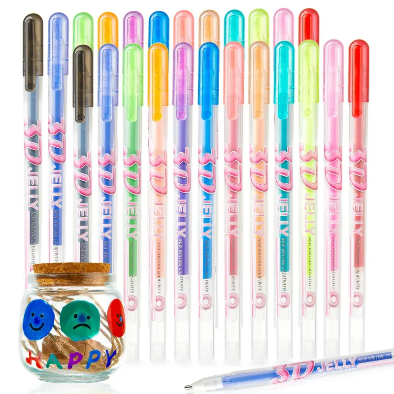 3D Jelly Pen Set,12 Colors 3D Jelly Pens, Gel Ink Pens for DIY Painting Drawing Coloring, Suitable on Glass, Plastic, Art Supplies, Crafts Art Supplies, Crafting Supplies
