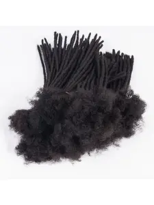 100 Strands Bulk Pack Natural Black Human Hair Loc Extensions, Full Handmade Permanent Dreadlocks, 0.6 Inch Thickness 4-10 Inch Unisex Dyeable Bleachable Hair Braids
