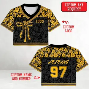 Custom Hanbok Style Floral Jersey, Personalized Korean Norigae Tassel Crop Top, Custom Name & Number Team Jersey, Kpop Concert Outfit Gift