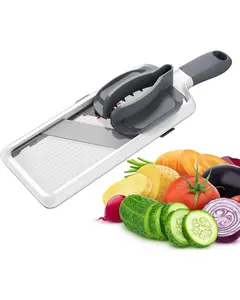 Handheld Mandoline Slicer for Kitchen - Adjustable 3-Thickness Vegetable Slicer Safe Potato Slicer & Cucumber Cutter for Salad, Easy to Clean (Gray)