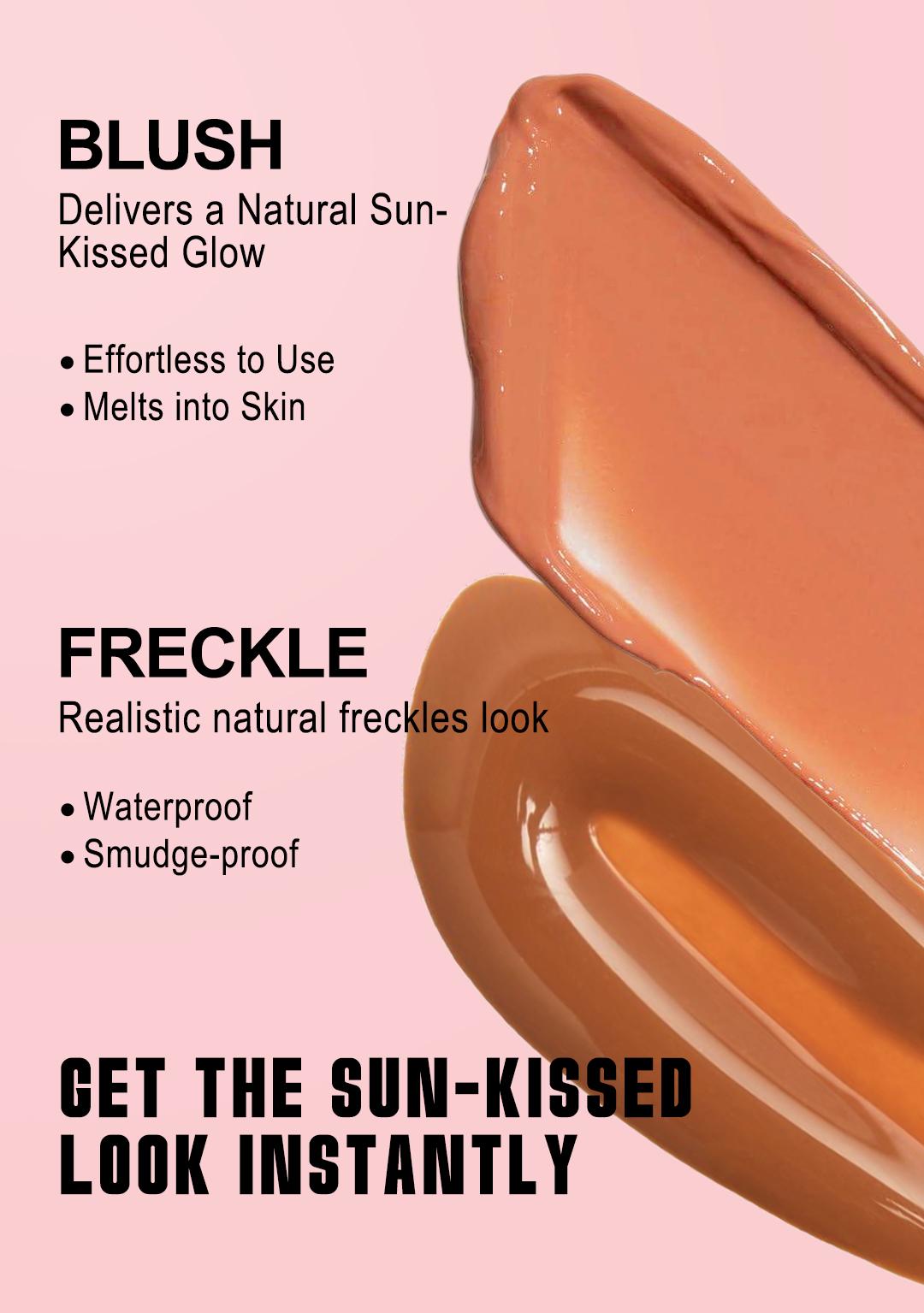 2 in 1 Freckle Blush Stamp Pen, Waterproof Long-Lasting Liquid Blush & Freckle Marker, Natural Sun-Kissed Makeup for Cheeks, All Skin Tones