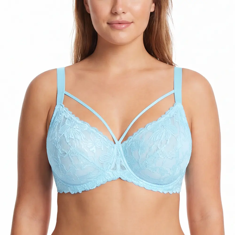 HSIA Pretty In Petals Sexy Lace Underwire Bra with Adjustable Straps for Women Plus Size Mesh Wings Unlined Non Padded Bra Full Coverage Minimizer Bra Lifting Support Daily Large Bust Bras Lightweight Comfort Brassiere Lingerie Bridal Bridal