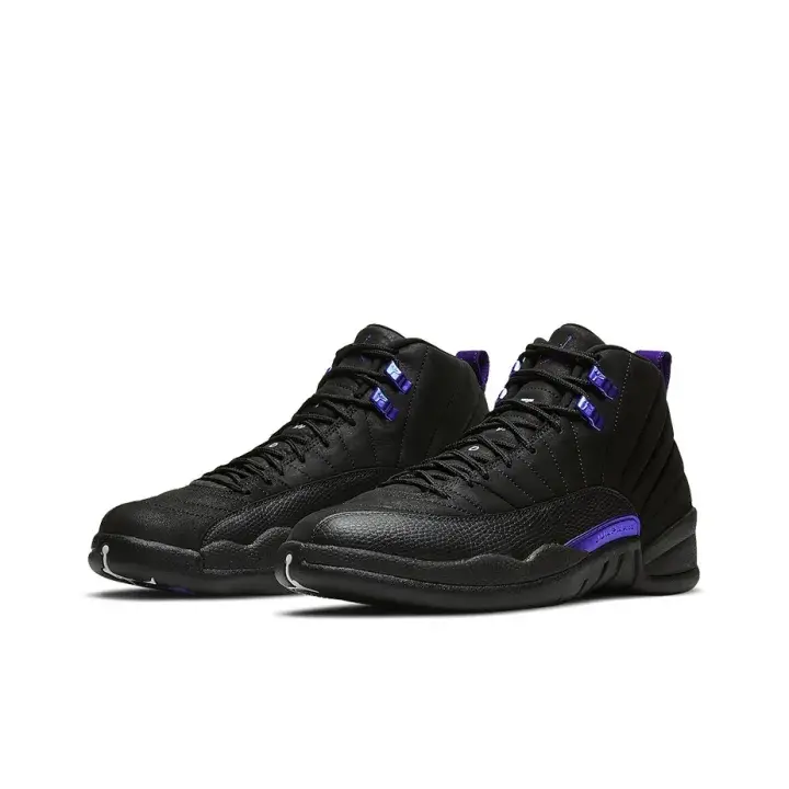 Unisex Mid Top Black Purple Lakers Basketball Shoes Full Cushion Outsole Street Daily Retro Sneakers With Original Box