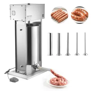 【DealsForYouDays】VEVOR Electric Sausage Stuffer, 55 LBS / 25 L Vertical Meat Stuffer, Stepless Speed Control and Foot Pedal, Stainless Steel Heavy Duty Sausage Filler with 5 Stuffing Tubes, for Commercial & Home Use