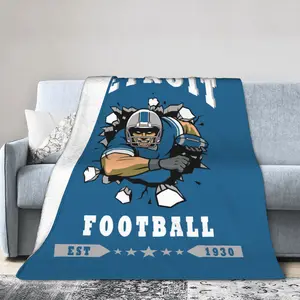 Detroit football Flannel throw blanket - for sofas, beds, living rooms, chairs, cars, beaches, travels, outdoor use, air conditioning covers - rectangular shape, the perfect gift for sports enthusiasts Flannel Blankets