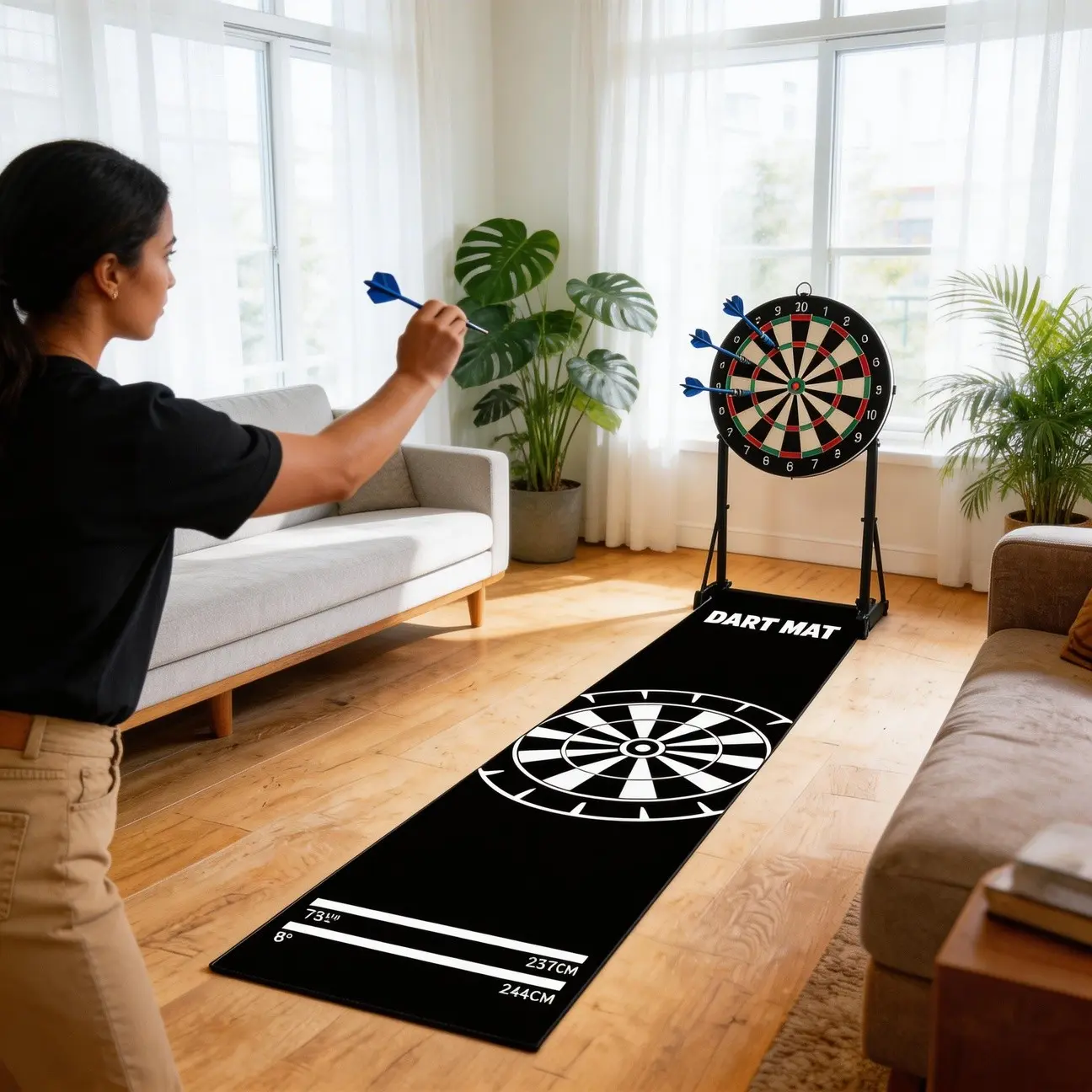 1pc Professional Dartboard Mat, Suitable for Home, Office, Travel, Bar, Club Games, Protects Floors and Dart Tips, Dart Accessories, Sport, Easy Roll-Up Dartboard Rug, for Indoor/Outdoor Use, Portable Easy Rolling