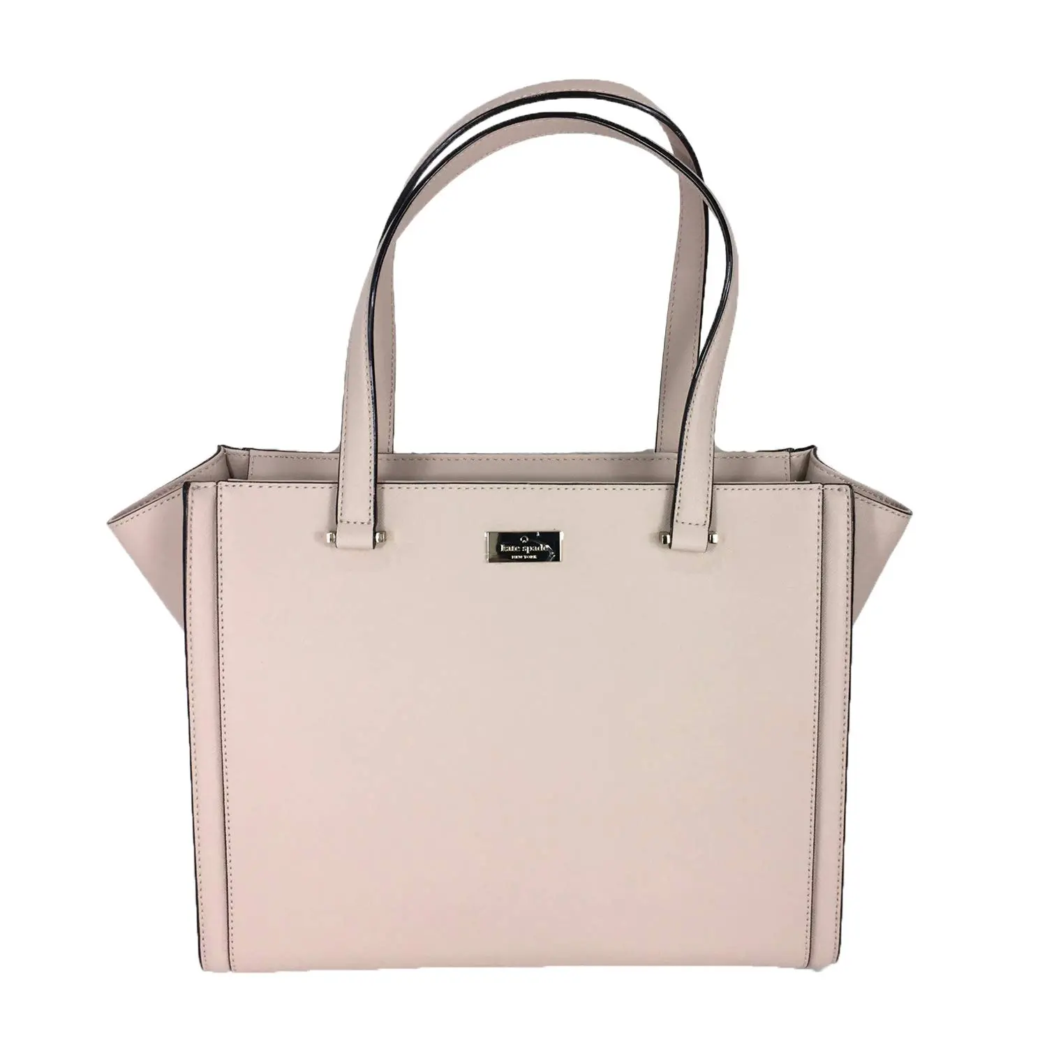 Kate Spade Regatta Court Embossed Saffiano Synthetic PVC Leather Open Top Spacious Vita Tote, Warm Beige Women's Luxury Tote Bag