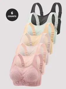 Women's Lace Bralette Set, Comfortable Medium Support, Fashion Patch Design, Daily Wear, Multiple Sizes Available, All Seasons